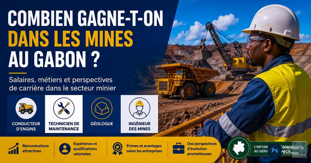 Opérateur sur un site minier au Gabon illustrant les métiers et les salaires du secteur minier.