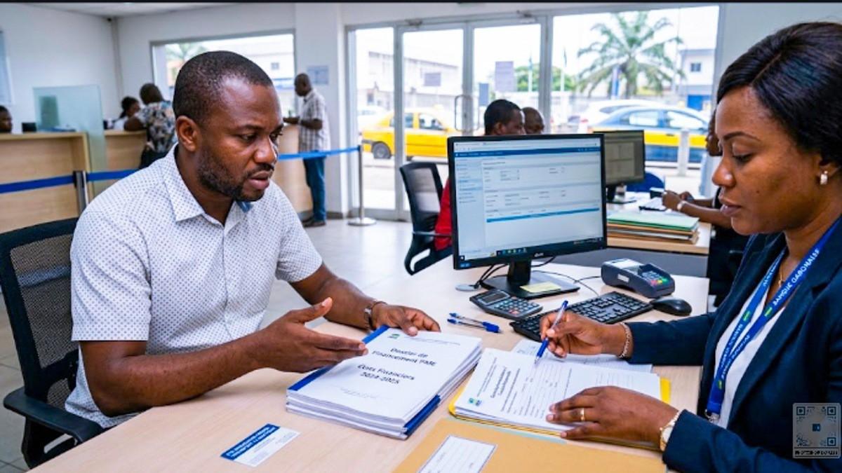 Billet de banque FCFA et dossier de financement représentant l'accès au crédit des PME en Afrique centrale.