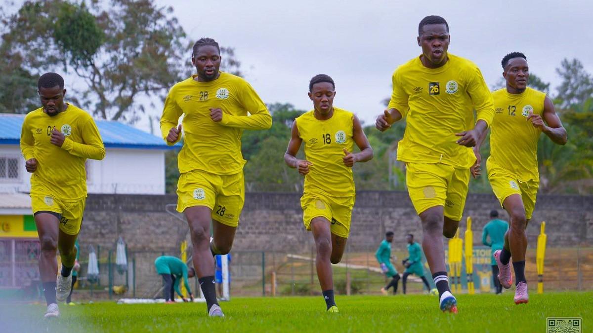 Joueurs de Mangasport lors du match de Ligue des champions CAF contre African Stars