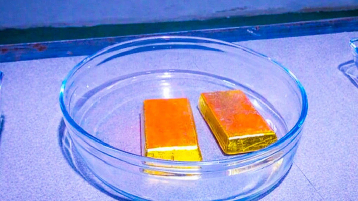 Lingots d'or produits à la Raffinerie Gabonaise de l'Or à Nkok